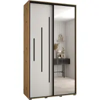 MEBLE KRYSPOL Cannes 13 Schrank mit 2 Schiebetüren - 205,2x130x45 cm - Artisan Weiß Schwarz