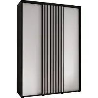 MEBLE KRYSPOL Sapporo 1 Schrank mit 3 Schiebetüren - 205,2x180x45 cm - Schwarz Weiß Schwarz