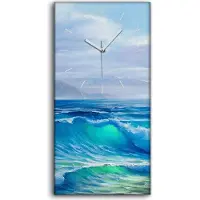 Coloray Dekor Leinwand Uhr Wandbilder Geräuschlos 30x60 Gemälde Meer Wellen Wolken Kunst - weiße Hände