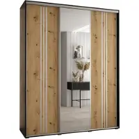 MEBLE KRYSPOL Davos 7 Schrank, drei Türen - 235,2x200x45 cm - Schwarz Artisan Silber