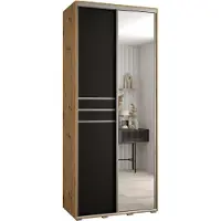 MEBLE KRYSPOL Cannes 11 Schrank mit 2 Schiebetüren - 205,2x110x60 cm - Artisan Schwarz Silber