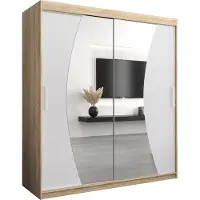 MEBLE KRYSPOL Kleiderschrank, Schiebetürenschrank Schlafzimmer, Schrank mit Spiegel WAVE 180 cm