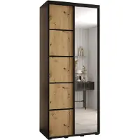 MEBLE KRYSPOL Cannes 5 Schrank mit 2 Schiebetüren - 205,2x110x45 cm - Schwarz Artisan Schwarz