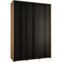 MEBLE KRYSPOL Cannes 6 Schrank mit 3 Schiebetüren - 205,2x170x45 cm - Artisan Schwarz Schwarz