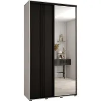 MEBLE KRYSPOL Cannes 7 Schrank mit 2 Schiebetüren - 205,2x140x60 cm - Weiß Schwarz Schwarz