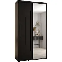 MEBLE KRYSPOL Cannes 13 Schrank mit 2 Schiebetüren - 205,2x130x45 cm - Schwarz Schwarz Schwarz