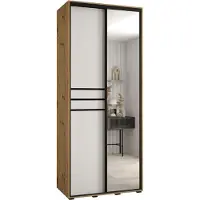 MEBLE KRYSPOL Cannes 11 Schrank mit 2 Schiebetüren - 205,2x110x45 cm - Artisan Weiß Schwarz