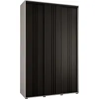 MEBLE KRYSPOL Cannes 6 Schrank mit 3 Schiebetüren - 205,2x160x45 cm - Weiß Schwarz Schwarz
