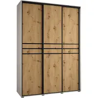 MEBLE KRYSPOL Davos 10 Schrank, drei Türen - 235,2x180x60 cm - Weiß Artisan Schwarz