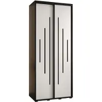 MEBLE KRYSPOL Cannes 12 Schrank mit 2 Schiebetüren - 205,2x110x60 cm - Schwarz Weiß Schwarz