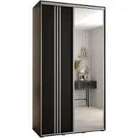 MEBLE KRYSPOL Davos 7 Schrank, zwei Türen - 235,2x140x45 cm - Schwarz Schwarz Silber