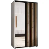 MEBLE KRYSPOL Sapporo 2 Schrank mit 2 Schiebetüren - 205,2x130x60 cm - Weiß Schwarz Artisan
