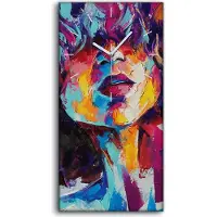 Coloray Dekor Leinwand Uhr Wandbilder 30x60 Malerei Abstrakte Porträt Frauen Bunt - weiße Hände