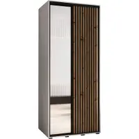 MEBLE KRYSPOL Sapporo 2 Schrank mit 2 Schiebetüren - 205,2x110x60 cm - Weiß Artisan Schwarz