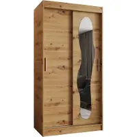 MEBLE KRYSPOL ULTRA 100 Schlafzimmerschrank mit zwei Schiebetüren – moderner Aufbewahrungsschrank mit Kleiderstange und Regalen – 100x200x62cm - Artisan
