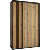 MEBLE KRYSPOL Cannes 6 Schrank mit 3 Schiebetüren - 205,2x150x45 cm - Schwarz Artisan Schwarz