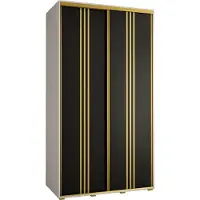 MEBLE KRYSPOL Cannes 6 Schrank mit 2 Schiebetüren - 205,2x140x60 cm - Weiß Schwarz Gold