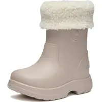 Ladeheid x Camminare Gummistiefel Kinder aus leichtem EVA warm gefüttert wasserdicht und sicher geführt durch rutschfeste Sohle ideal für kalte Tage und Schnee LA-CA-19 (HellBeige, 30/31 EU)
