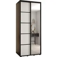 MEBLE KRYSPOL Davos 5 Schrank, zwei Türen - 235,2x110x60 cm - Schwarz Weiß Schwarz