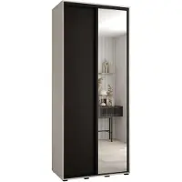 MEBLE KRYSPOL Cannes 3 Schrank mit 2 Schiebetüren - 205,2x100x45 cm - Weiß Schwarz Schwarz