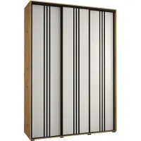 MEBLE KRYSPOL Davos 6 Schrank, drei Türen - 235,2x180x45 cm - Artisan Weiß Schwarz