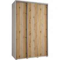 MEBLE KRYSPOL Cannes 6 Schrank mit 3 Schiebetüren - 205,2x160x60 cm - Weiß Artisan Silber