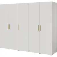 Mzm24 Drehtürenschrank Napoli 5D 250 Weiß (schwarzer oder goldener Griff)