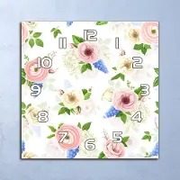 Coloray Deko Glasuhr Wanduhr 30x30 Garten Blumenstrauß Quarz Küchenuhr Bürouhr