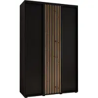 MEBLE KRYSPOL Sapporo 1 Schrank mit 3 Schiebetüren - 205,2x150x45 cm - Schwarz Schwarz Artisan