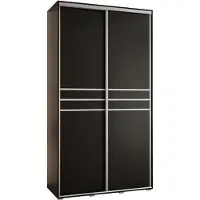 MEBLE KRYSPOL Davos 10 Schrank, zwei Türen - 235,2x140x60 cm - Schwarz Schwarz Silber