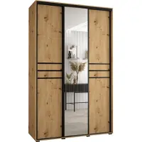 MEBLE KRYSPOL Cannes 11 Schrank mit 3 Schiebetüren - 205,2x150x45 cm - Artisan Artisan Schwarz