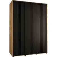 MEBLE KRYSPOL Davos 6 Schrank, drei Türen - 235,2x180x60 cm - Artisan Schwarz Schwarz