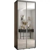 MEBLE KRYSPOL Cannes 2 Schrank mit 2 Schiebetüren - 205,2x120x60 cm - Schwarz Schwarz Silber