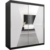MEBLE KRYSPOL Kleiderschrank, Schiebetürenschrank Schlafzimmer, Schrank mit Spiegel MAROKO 180 cm