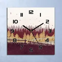 Coloray Wanduhr Echt-Glas-Küchenuhr Herbst-Waldbäume Quarz Lautlos 30x30 Deko Bilder