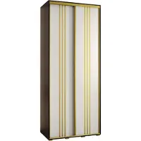 MEBLE KRYSPOL Cannes 6 Schrank mit 2 Schiebetüren - 205,2x110x45 cm - Schwarz Weiß Gold