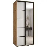 MEBLE KRYSPOL Davos 5 Schrank, zwei Türen - 235,2x100x60 cm - Artisan Weiß Schwarz