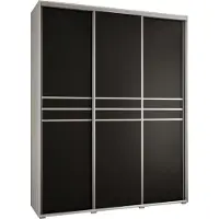 MEBLE KRYSPOL Cannes 10 Schrank mit 3 Schiebetüren - 205,2x190x45 cm - Weiß Schwarz Silber
