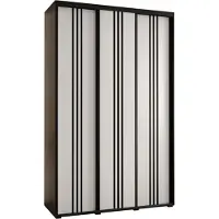 MEBLE KRYSPOL Davos 6 Schrank, drei Türen - 235,2x160x45 cm - Schwarz Weiß Schwarz