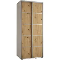MEBLE KRYSPOL Cannes 4 Schrank mit 2 Schiebetüren - 205,2x110x60 cm - Weiß Artisan Silber