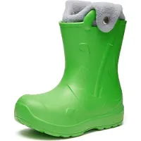 Ladeheid x Camminare Gummistiefel Kinder aus leichtem EVA warm gefüttert wasserdicht mit praktischem Griff und edlem Regenschirm-Relief für kalte Tage und Schnee LA-CA-21 (Grün, 22/23 EU)