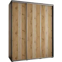 MEBLE KRYSPOL Davos 6 Schrank, drei Türen - 235,2x200x60 cm - Schwarz Artisan Silber