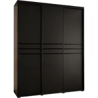 MEBLE KRYSPOL Cannes 10 Schrank mit 3 Schiebetüren - 205,2x200x45 cm - Schwarz Schwarz Schwarz
