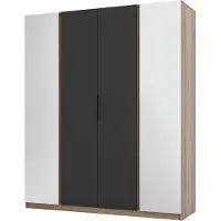 Masseno Drehtürenschrank CAGLIARI 200 cm Kleiderschrank Schlafzimmer Schrank 4-türig mit Spiegel Goldfarben