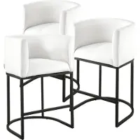 SucceBuy Barhocker Thekenhocker 3er-Set (87 cm Höhe) mit Rückenlehne, Armlehne, Metallgestell und Fußstütze, geeignet für Küche, Esszimmer, Bar oder Bistro, belastbar bis 158,8 kg, Farbe: Weiß