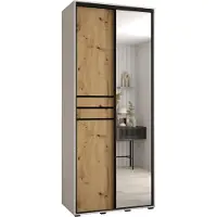 MEBLE KRYSPOL Cannes 11 Schrank mit 2 Schiebetüren - 205,2x110x45 cm - Weiß Artisan Schwarz