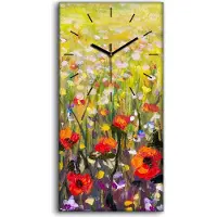 Coloray Wandbild Leinwand Bilder Wanduhr 30x60 Natur Landschaft Gemälde Blumen wiese - schwarze Hände
