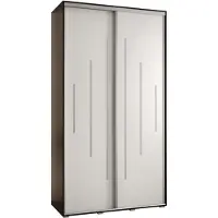 MEBLE KRYSPOL Cannes 12 Schrank mit 2 Schiebetüren - 205,2x140x60 cm - Schwarz Weiß Silber