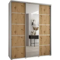 MEBLE KRYSPOL Davos 5 Schrank, drei Türen - 235,2x190x45 cm - Weiß Artisan Silber