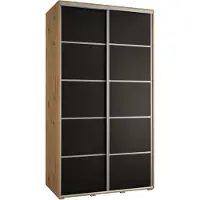 MEBLE KRYSPOL Cannes 4 Schrank mit 2 Schiebetüren - 205,2x130x60 cm - Artisan Schwarz Silber